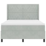 Lit Box Spring avec Matelas Gris Clair 140x200 cm Velours
