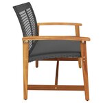 vidaXL Banc de jardin noir 112 cm résine tressée et bois d'acacia