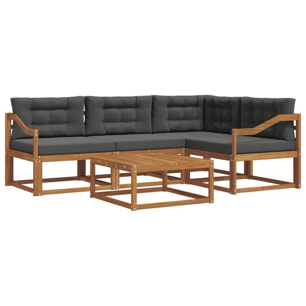 vidaXL Ensemble de canapés d'extérieur 5 pc Naturel et Anthracite