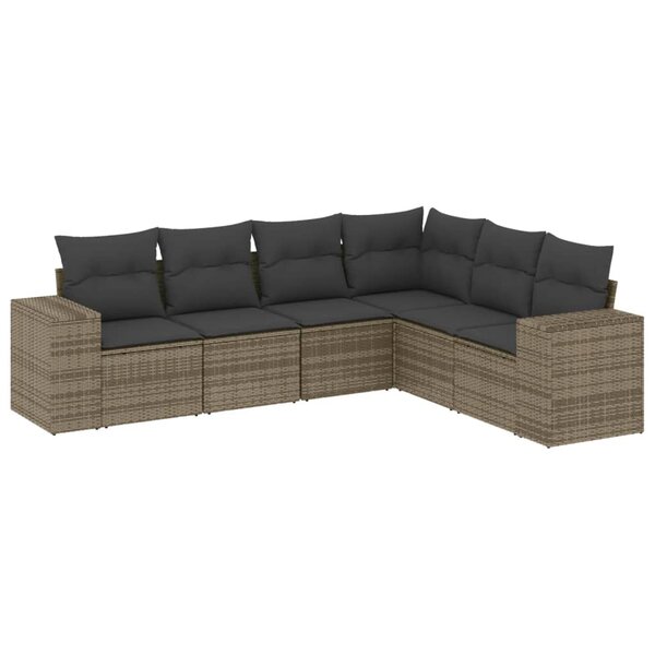 vidaXL Salon de jardin 6 Pièces avec coussins gris résine tressée