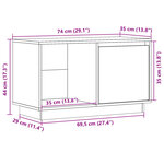 vidaXL Meuble TV Gris 74x35x44 cm Bois de pin massif