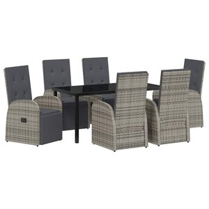 vidaXL Ensemble de salle à manger pour jardin 7 Pièces Gris polyrotin
