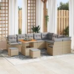vidaXL Ensemble de canapé de jardin 12 Pièces Beige Poly rotin