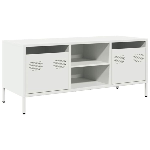 vidaXL Meuble TV blanc 101 5x39x43 5 cm acier laminé à froid