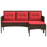vidaXL Ensemble de canapé de jardin 2 Pièces Marron et rouge polyrotin