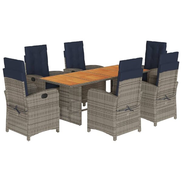 vidaXL Ensemble à manger de jardin et coussins 7 Pièces beige poly rotin