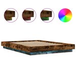 vidaXL Cadre de lit et lumières LED sans matelas chêne fumé 140x190 cm