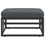 vidaXL Mobilier de jardin avec coussin Noir Aluminium