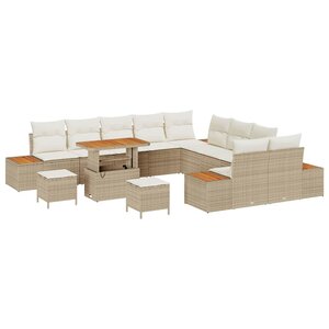 vidaXL Ensemble de canapé de jardin 13 Pièces Beige Poly rotin