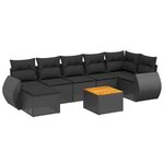 vidaXL Salon de jardin 8 Pièces avec coussins noir résine tressée