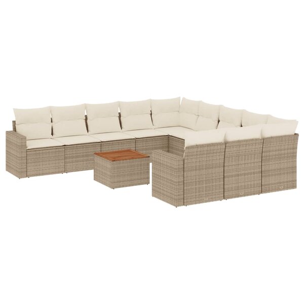 vidaXL Salon de jardin avec coussins 12 Pièces beige résine tressée