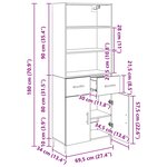 vidaXL Haut Armoire Chêne noir 69 5 x 34 x 180 cm Bois d'ingénierie