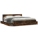 vidaXL Cadre de lit avec tête de lit sans matelas chêne fumé 180x200cm