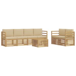 vidaXL Ensemble de canapés d'extérieur 7 pc Blanc et Beige Polyester