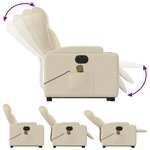 vidaXL Fauteuil inclinable de massage électrique Crème Tissu