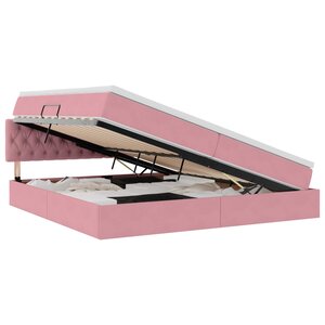 vidaXL Lit de Rangement avec tête de lit Rose 200 x 200 cm Velours