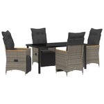 vidaXL Set de salle à manger de jardin 5 pièces avec coussins Gris Poly Rattan