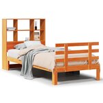 vidaXL Lit bibliothèque sans matelas cire marron 90x190 cm pin massif