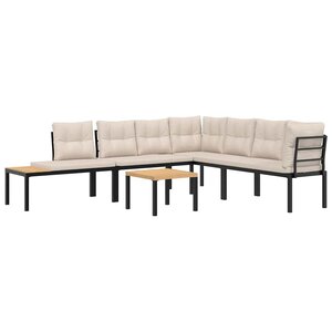 vidaXL Ensemble de banc de jardin avec coussins 5 Pièces noir