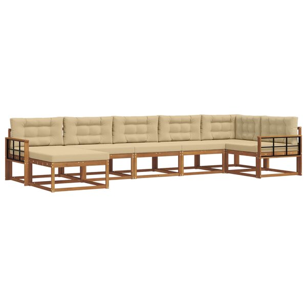 vidaXL Ensemble de canapés d'extérieur 7 pc Naturel et Beige