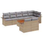 vidaXL Ensemble de canapés de jardin 9 pièces avec coussins Beige Poly Rotin Acacia