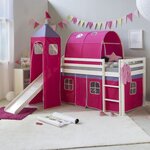 Lit toboggan avec tour - couleur rose