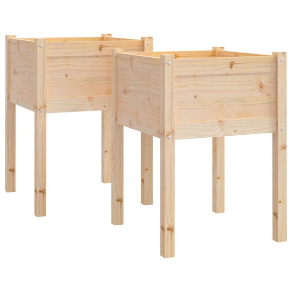vidaXL Jardinières d'extérieur 2 Pièces 50x50x70 cm bois de pin massif