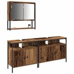 vidaXL Ensemble de mobilier de salle de bain avec étagère 3 Pièces Marron