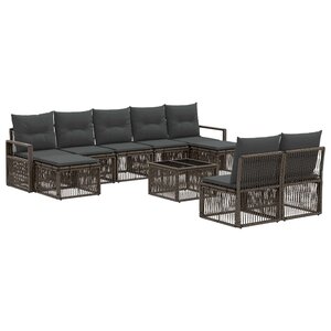 vidaXL Ensemble de canapé de jardin 10 Pièces Gris polyrotin