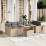 vidaXL Salon de jardin avec coussins 8 Pièces beige résine tressée