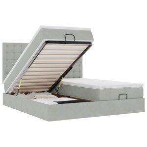 vidaXL Cadre de lit ottoman avec matelas gris clair 200x200 cm velours