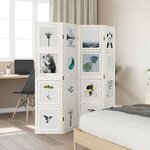 vidaXL Cloison de séparation 4 panneaux blanc bois de paulownia massif