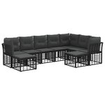 vidaXL Ensemble de canapés d'extérieur Noir et Gris foncé Polyester