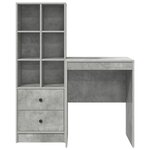 vidaXL Bureau avec rangement gris béton en bois d'ingénierie