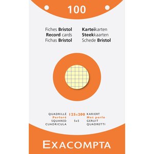 Étui De 100 Fiches - Bristol Quadrillé 5x5 Perforé 125x200mm - Couleurs Assorties - X 12 - Exacompta