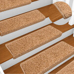 vidaXL Tapis d'escalier 30 pièces 65 x 21 x 4 cm Beige Bord rectangulaire