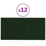 vidaXL Panneaux muraux 12 Pièces Vert foncé 30x15 cm Velours 0 54 m²