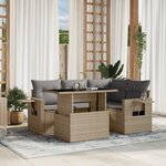 vidaXL Salon de jardin avec coussins 5 Pièces beige résine tressée