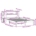 vidaXL Lit bibliothèque sans matelas cire marron 140x190 cm pin massif