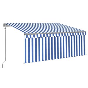 vidaXL Auvent rétractable automatique avec store 3x2 5 m Bleu et blanc