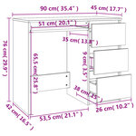 vidaXL Bureau Blanc 90x45x76 cm Bois d’ingénierie