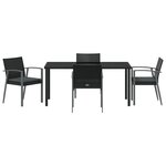 vidaXL Ensemble de salle à manger de jardin de 5 pièces avec coussins Noir Poly Rotin