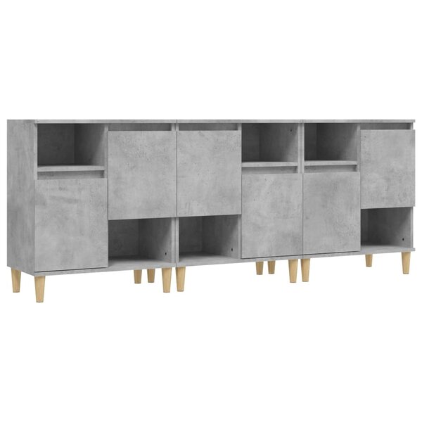 vidaXL Buffets 3 Pièces gris béton 60x35x70 cm bois d'ingénierie