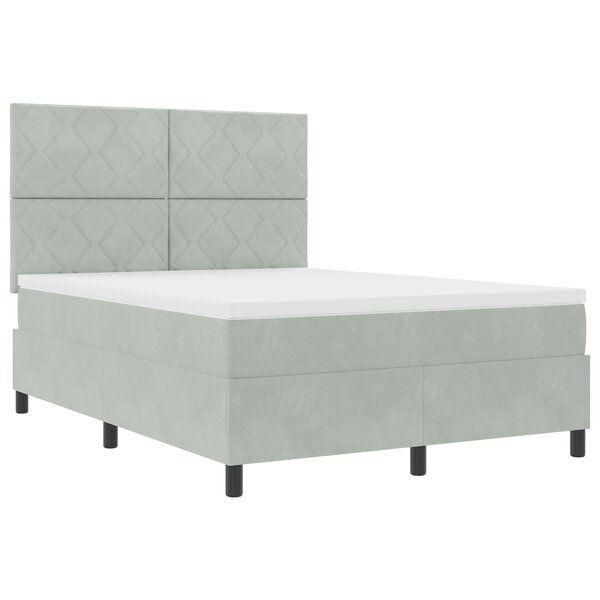 Lit à ressorts vidaXL avec matelas et LED Gris clair 140x200 cm Velours