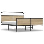 vidaXL Cadre de lit en métal sans matelas chêne fumé 160x200 cm