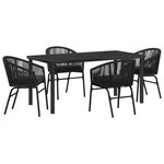 vidaXL Ensemble de salle à manger de jardin 5 pièces en rattan noir