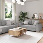 Ensemble de canapé 3 pièces avec coussins en tissu gris nuage