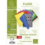 Paquet de 100 chemises FLASH 220 100  recyclé - 24x32cm - Couleurs assorties EXACOMPTA