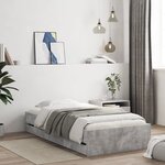 vidaXL Cadre de lit avec tiroirs sans matelas gris béton 90x190 cm