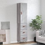vidaXL Buffet haut Sonoma gris 34 5x34x180 cm Bois d'ingénierie